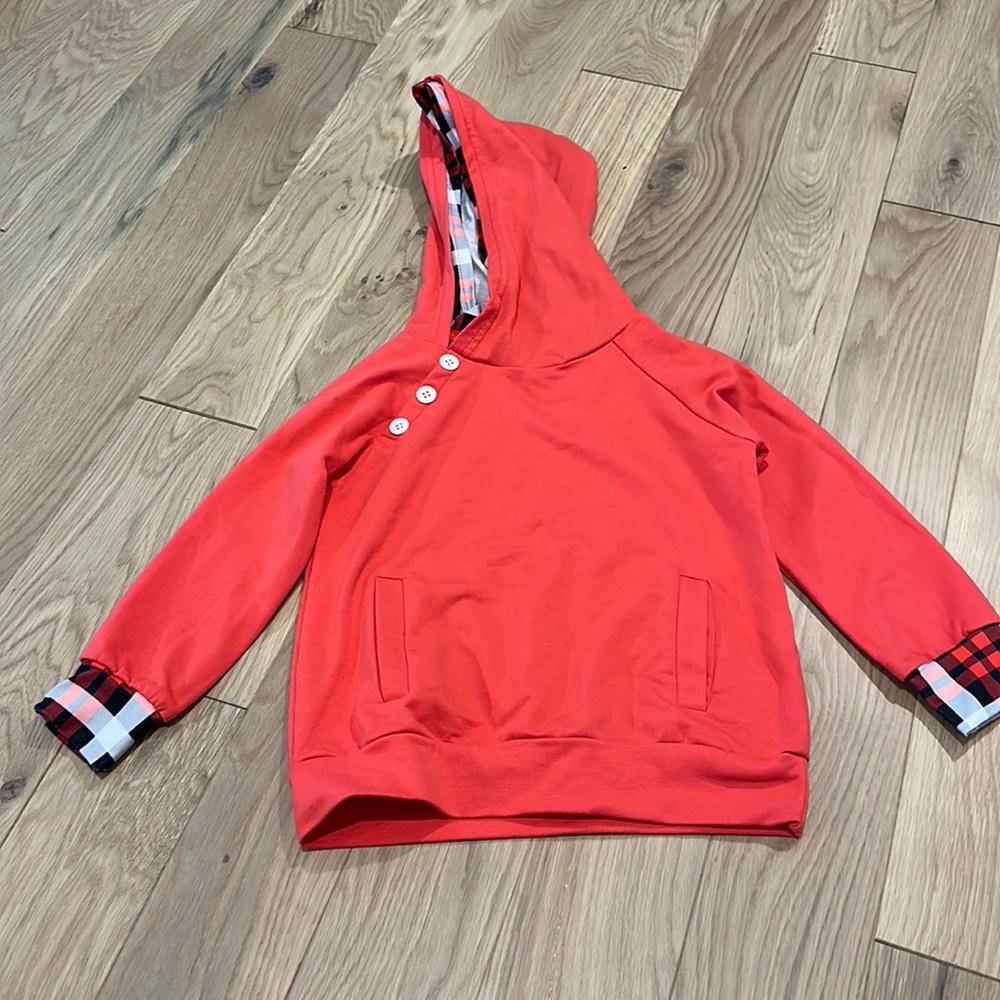 Girls hoodie with plaid print detail, size S